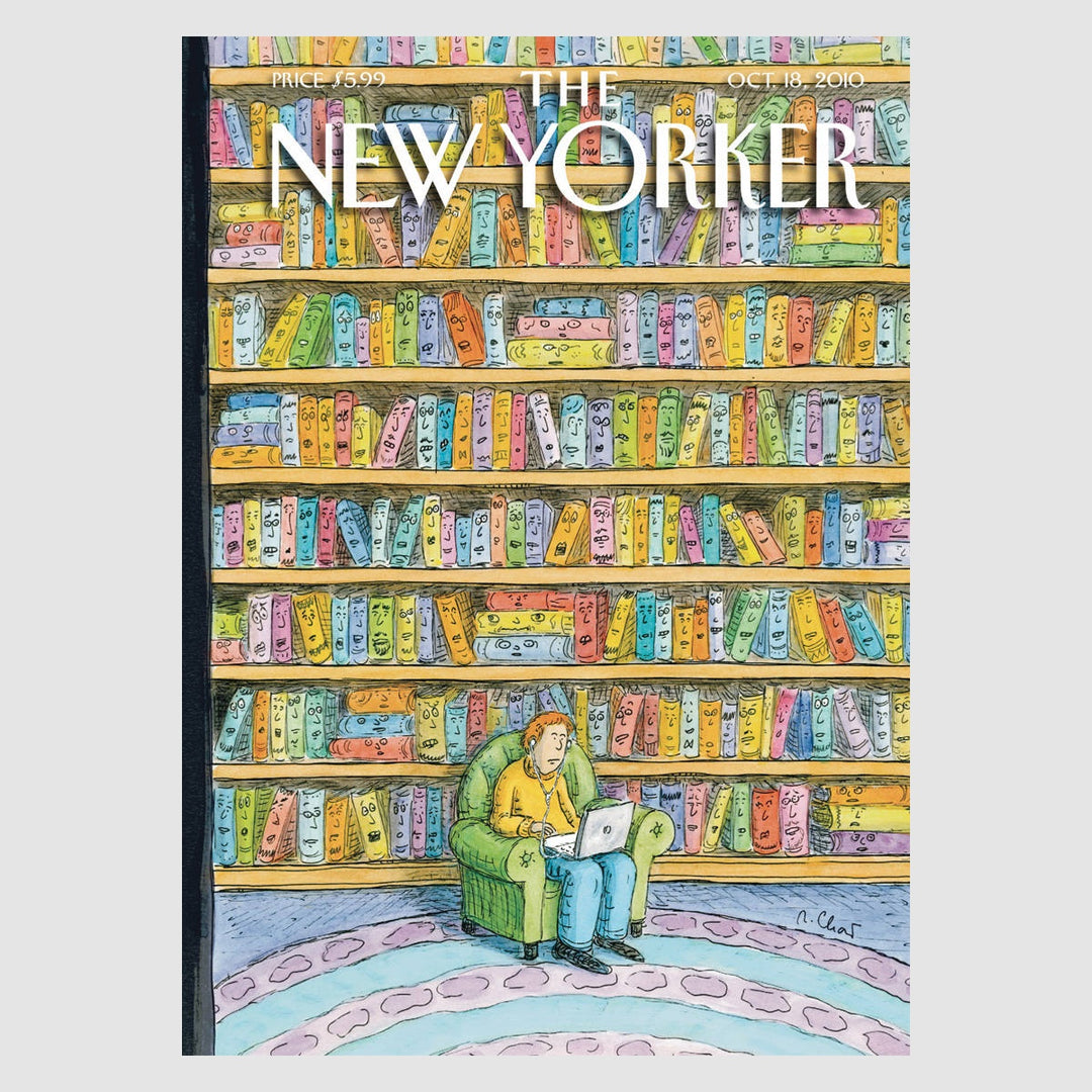 The New Yorker Card - Laptop in a Library