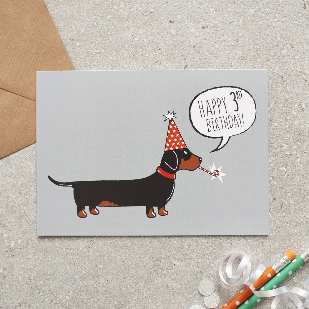 Card - Dachshund 3rd Birthday