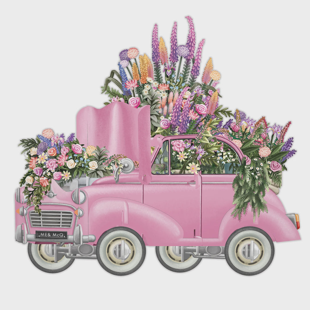Me and McQ 3D Pop Up Card - The Pink Wedding Car