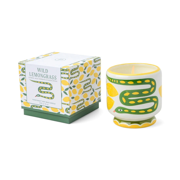 Paddywax 8oz Ceramic Candle Snake -  Wild Lemongrass