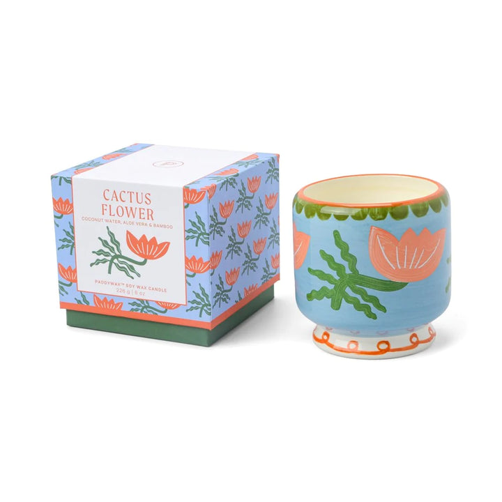 Paddywax 8oz Ceramic Candle Flower -  Cactus Flower