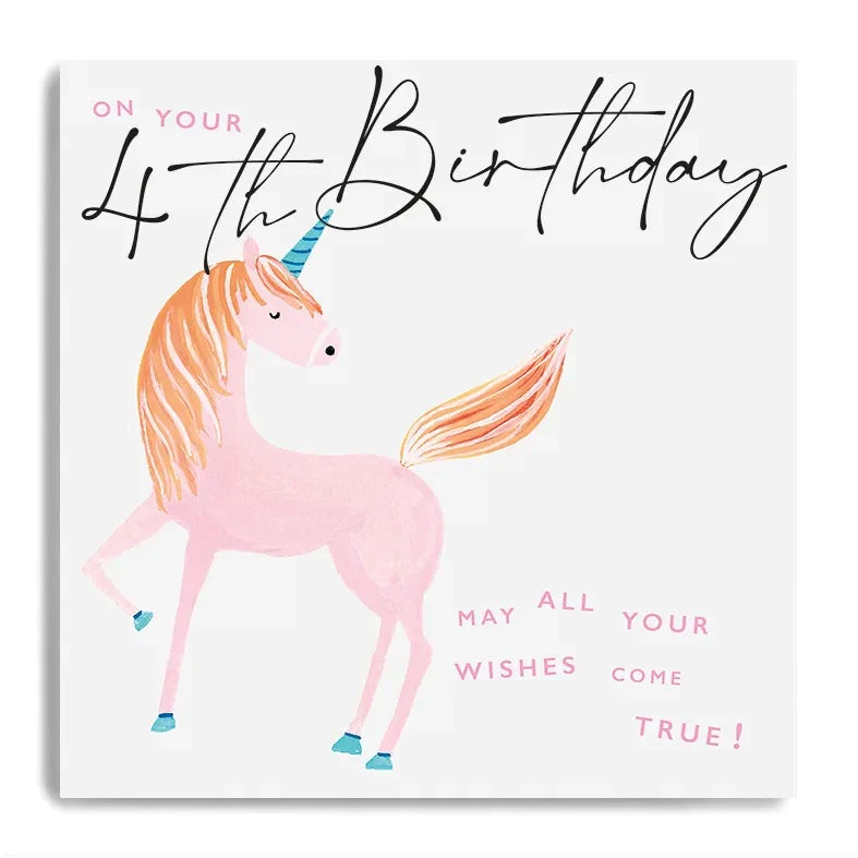 Serendipity Card - 4th Birthday Unicorn