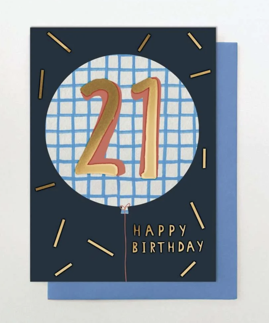 Stop The Clock Design Card - Age 21 Blue