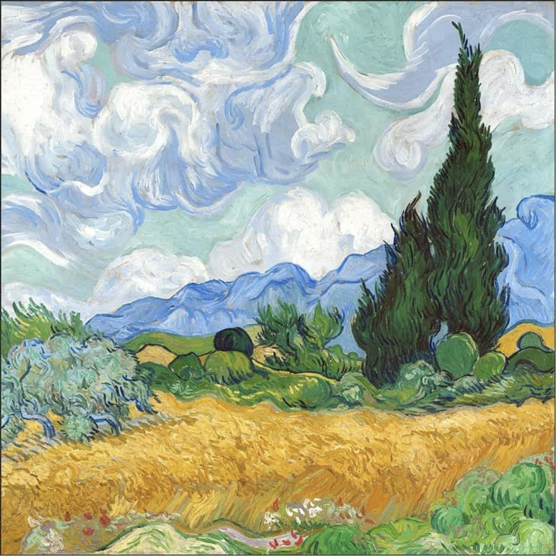 Microfibre Cleaning Cloth - Wheat Field With Cypresses