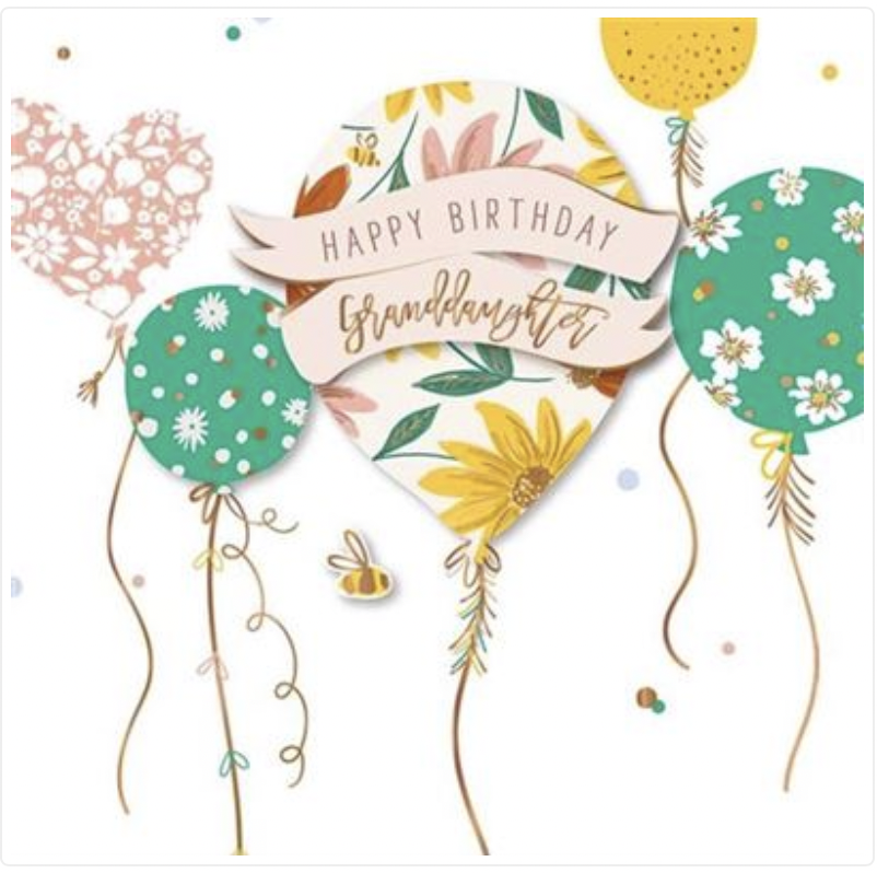 Card - Happy Birthday Granddaughter Balloons