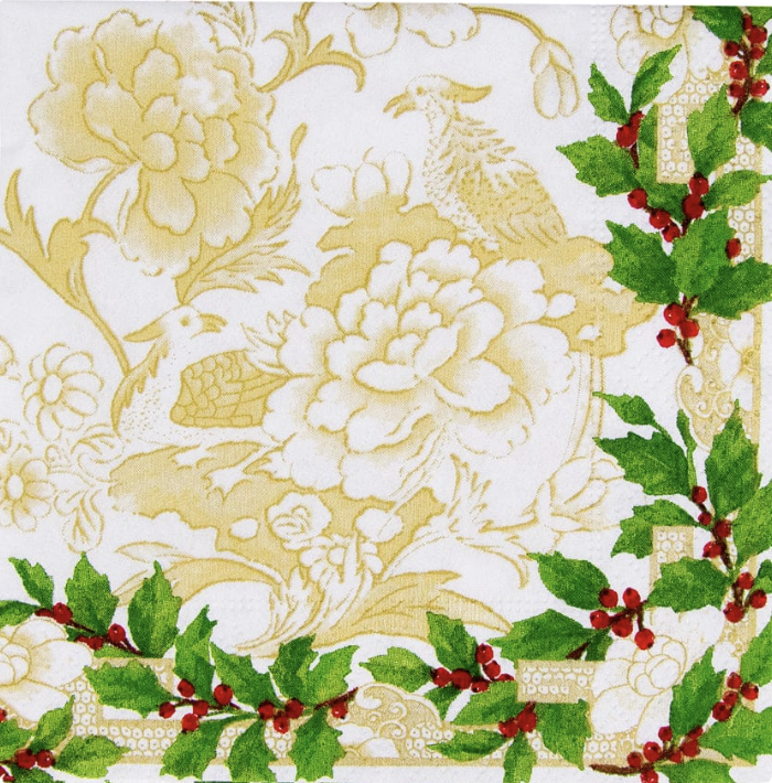 Caspari Christmas Cocktail Napkins - Holy Ceramic