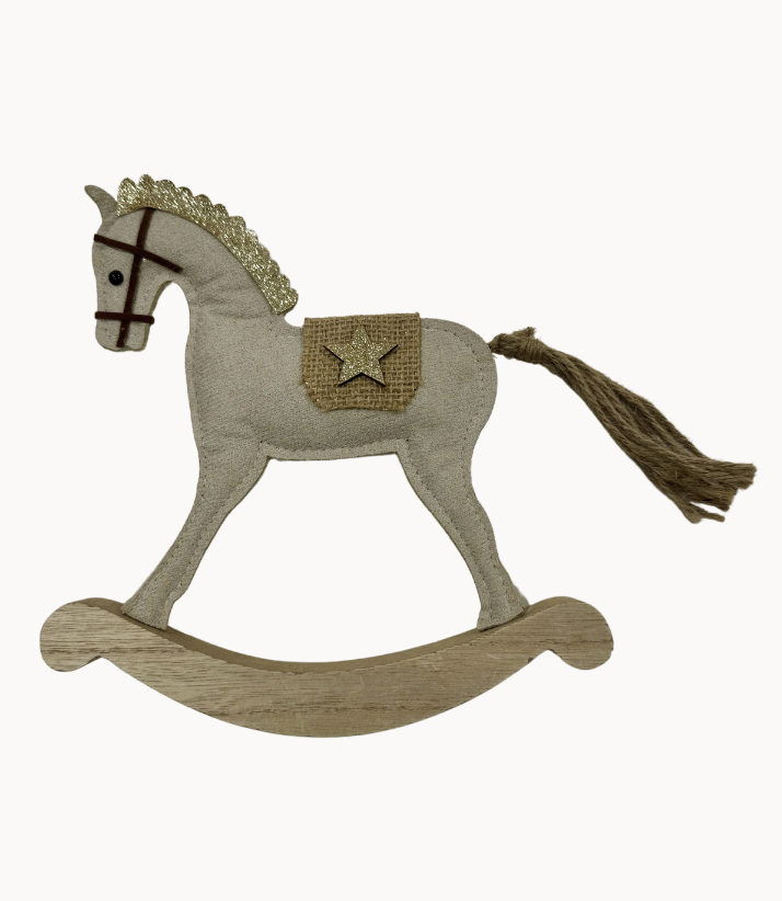 Standing Fabric Rocking Horse - Natural