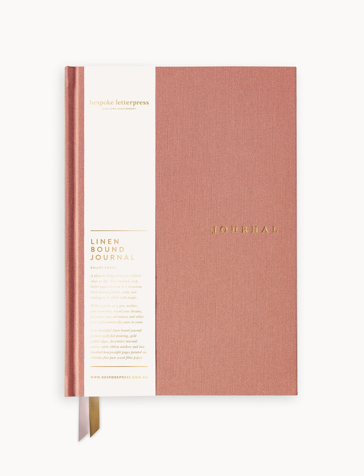 Bespoke Linen Bullet Journal - Tea Rose