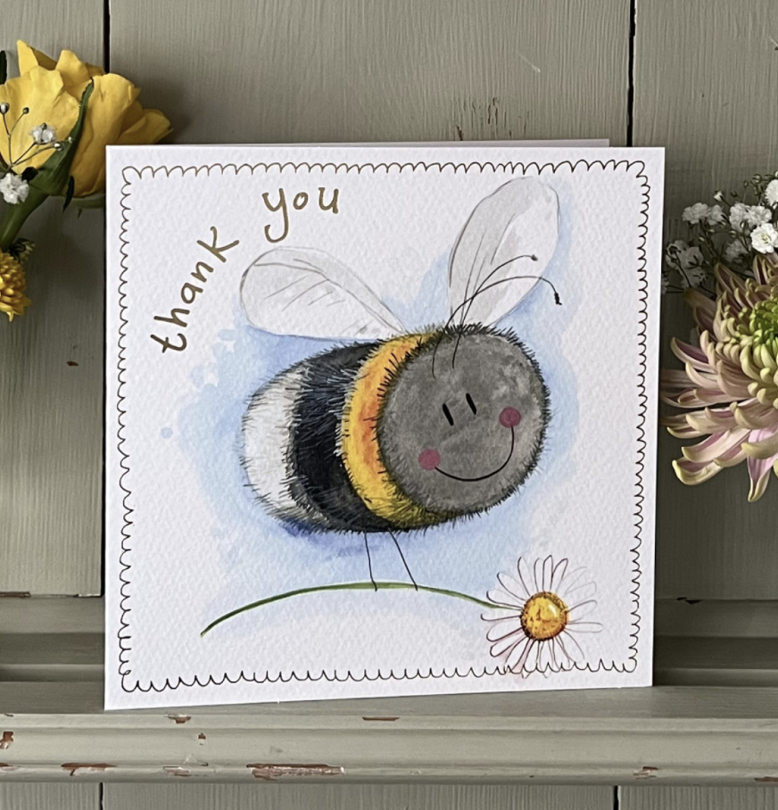 Busy Bees Card - Bee and Big Daisy Thank You