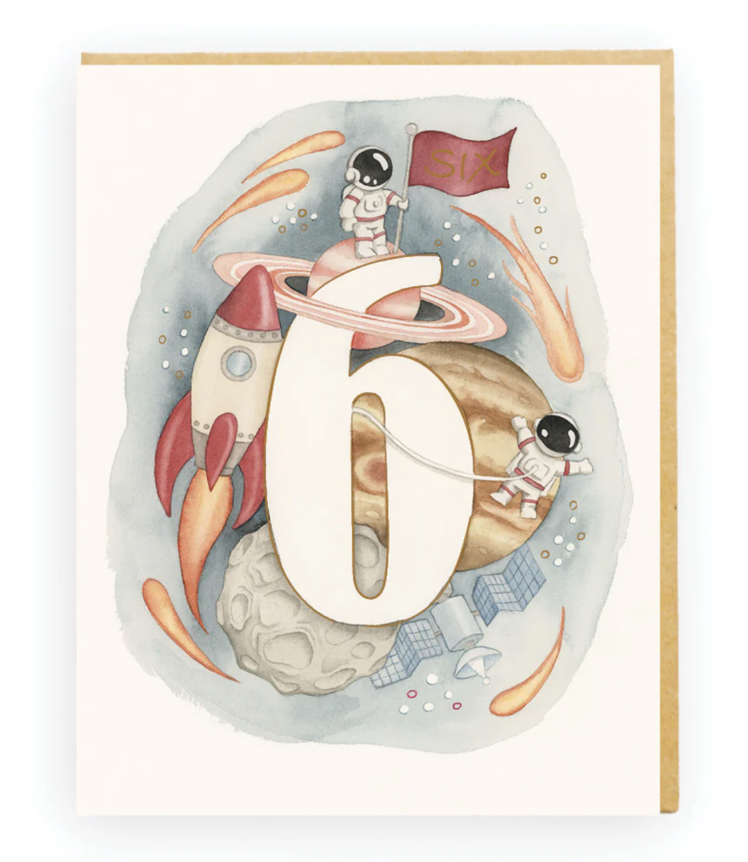 Squirrel Card - 6th Birthday Rocket