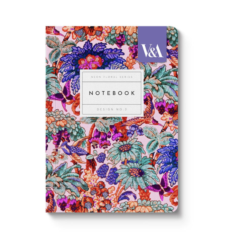 A6 Neon Floral Premium Soft Cover Notebook - Coral Jungle