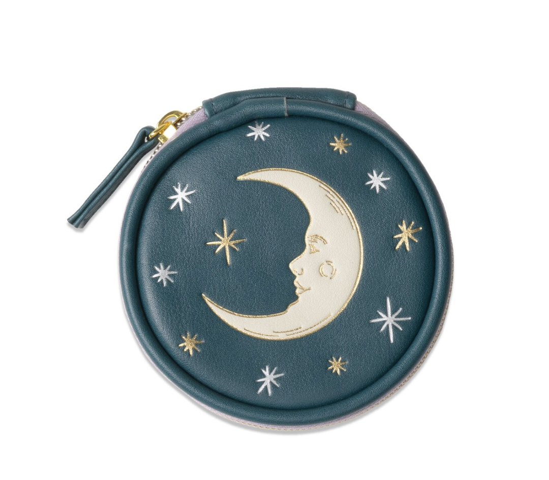 Vegan Leather Pill Case - Teal Moon