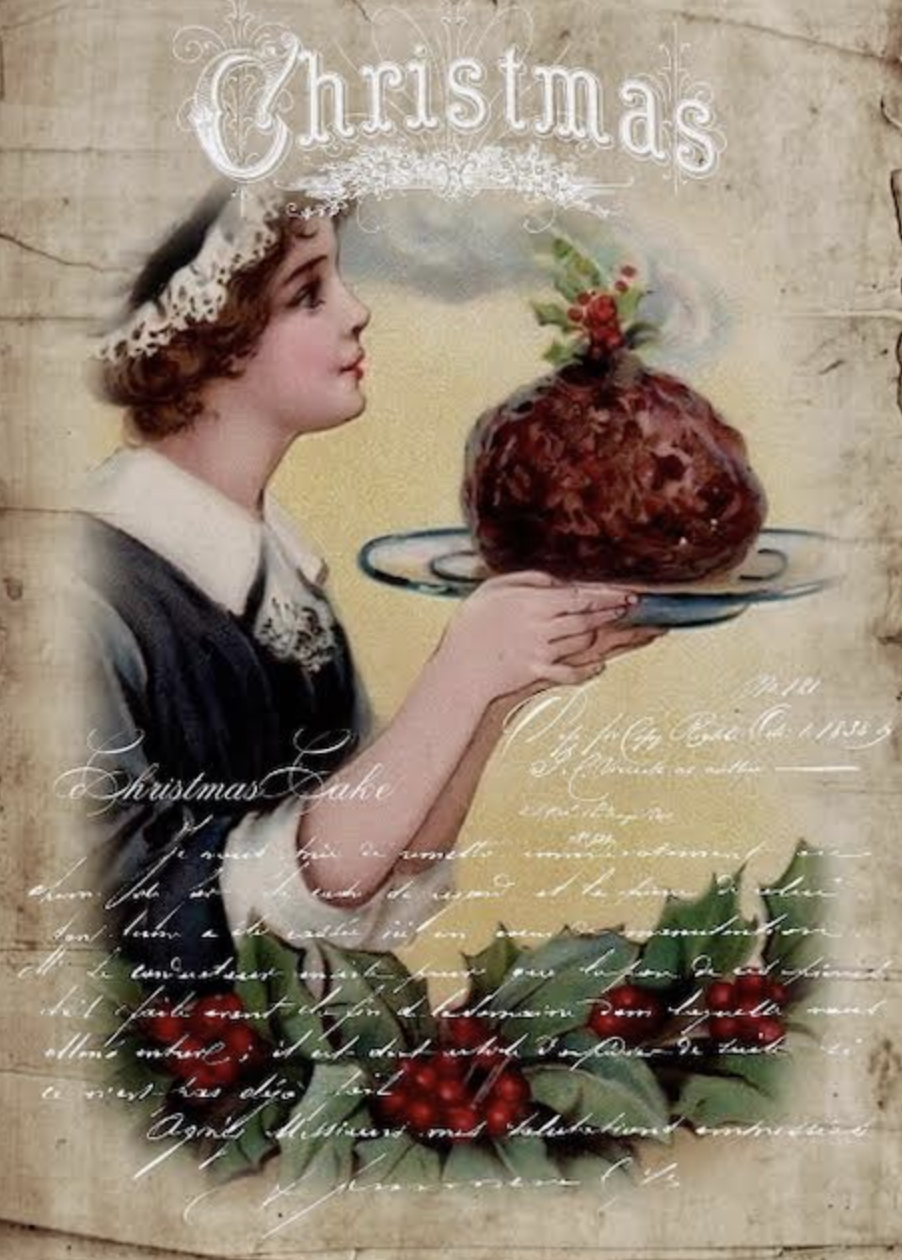 Christmas Card - Lady With Pudding