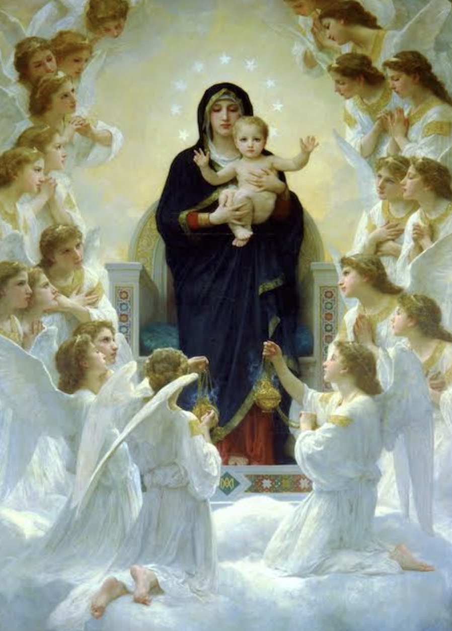 Christmas Card - Madonna And Child Angels White