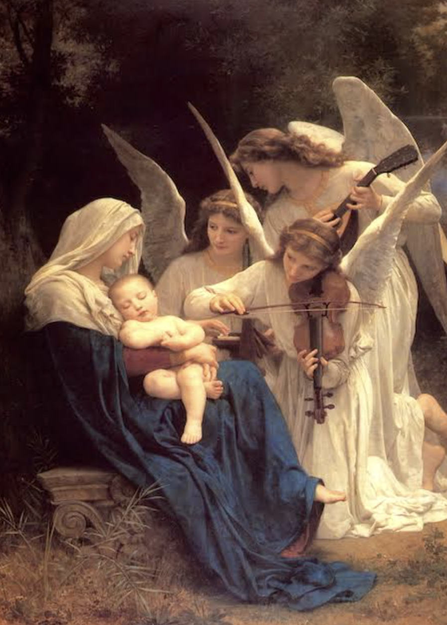 Christmas Card - Mary And Child Angels Instruments