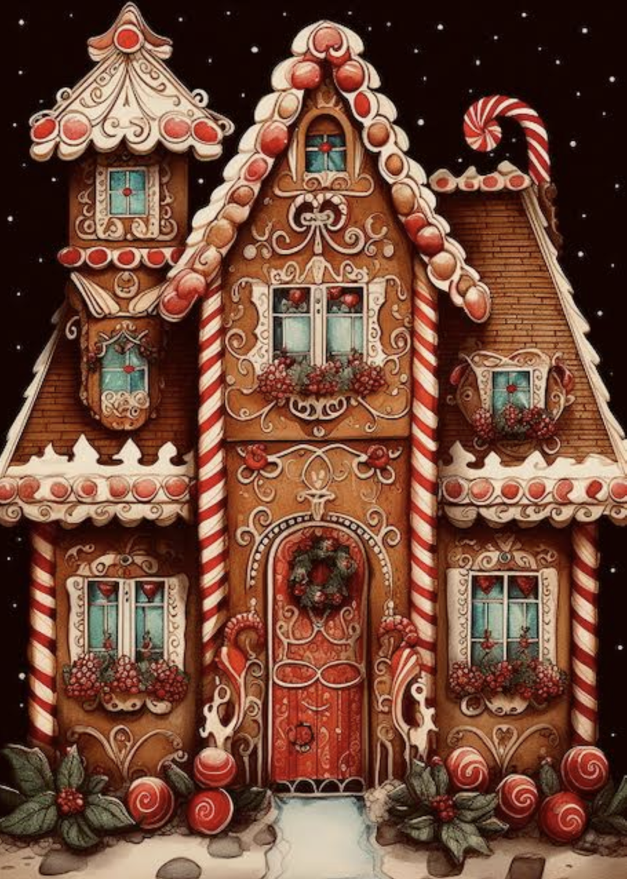 Christmas Card - Gingerbread House Night