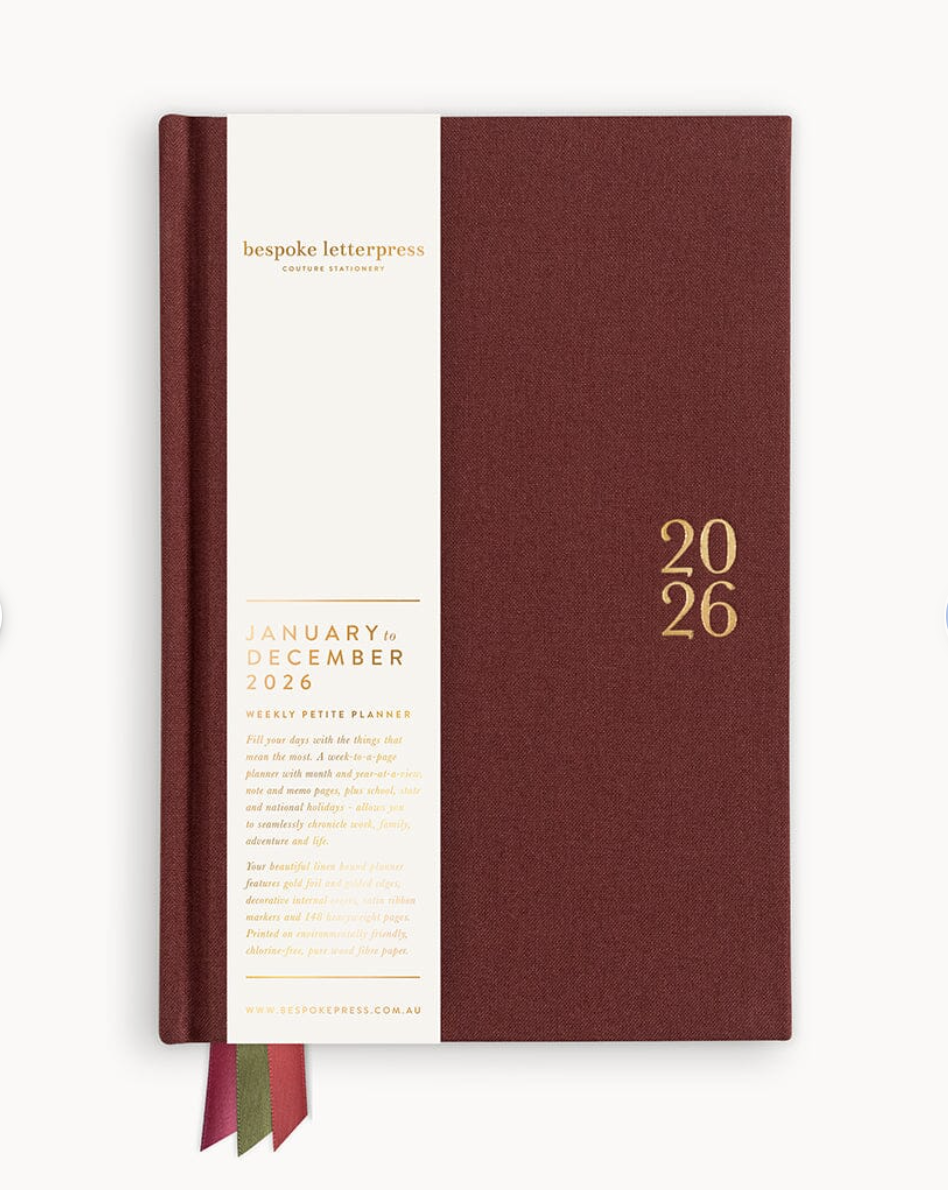 Bespoke 2026 Petite Linen Bound Planner - Mulberry