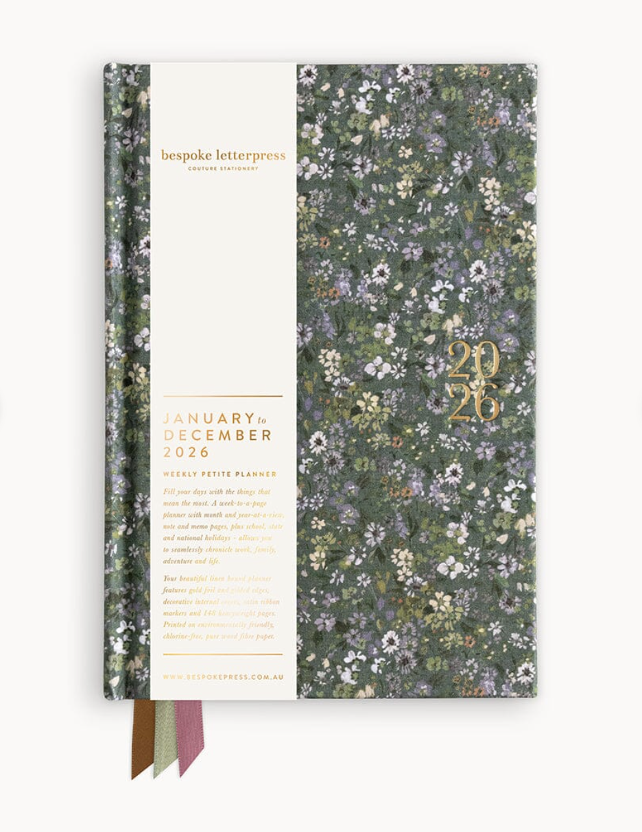 Bespoke 2026 Petite Linen Bound Planner - Summer Perennials