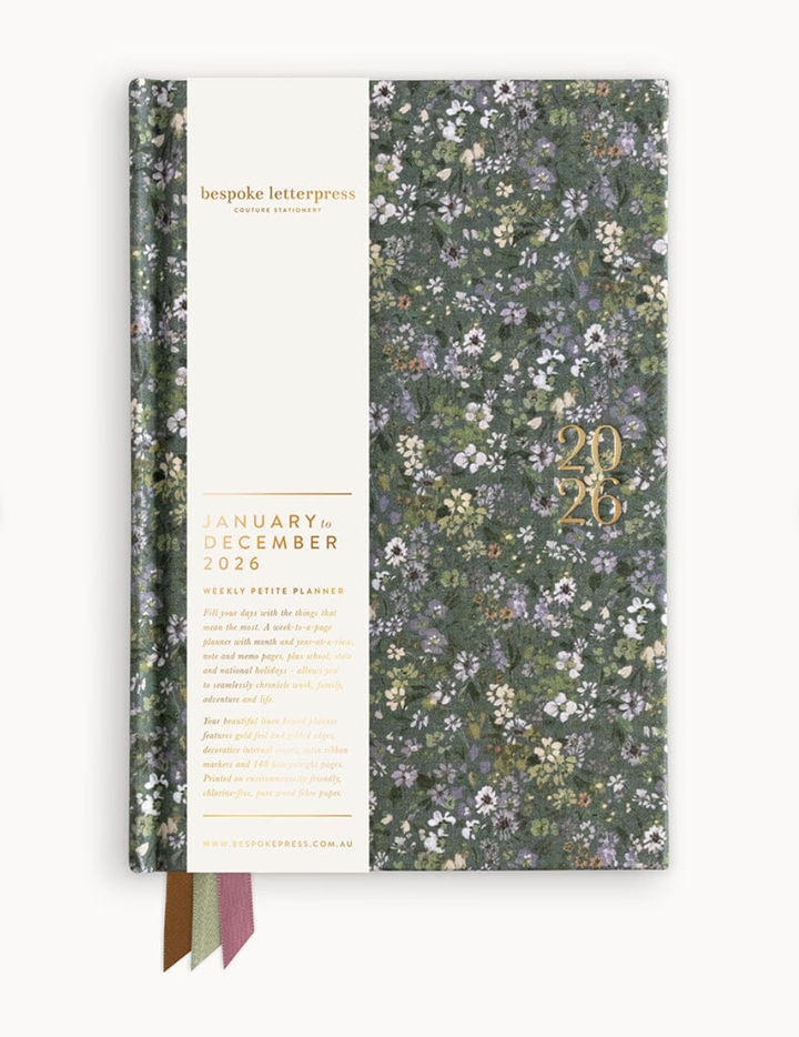 Bespoke 2026 Petite Linen Bound Planner - Summer Perennials