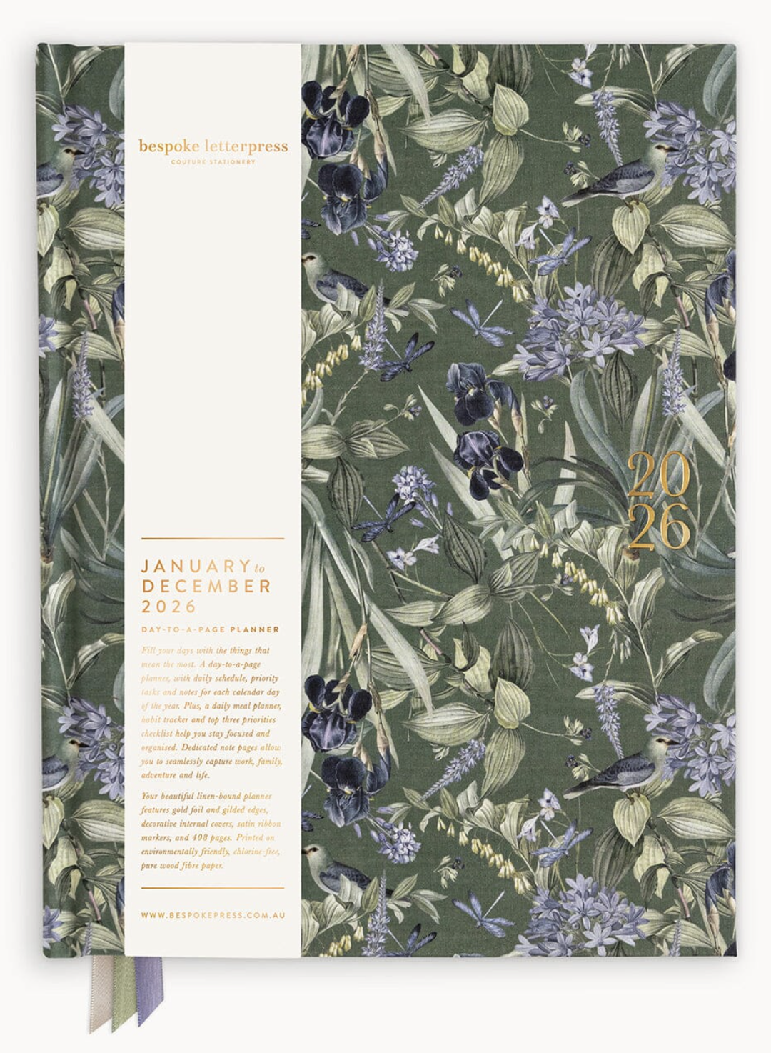 Bespoke 2026 Day to a Page Large Linen Bound Planner - Indigo Haven