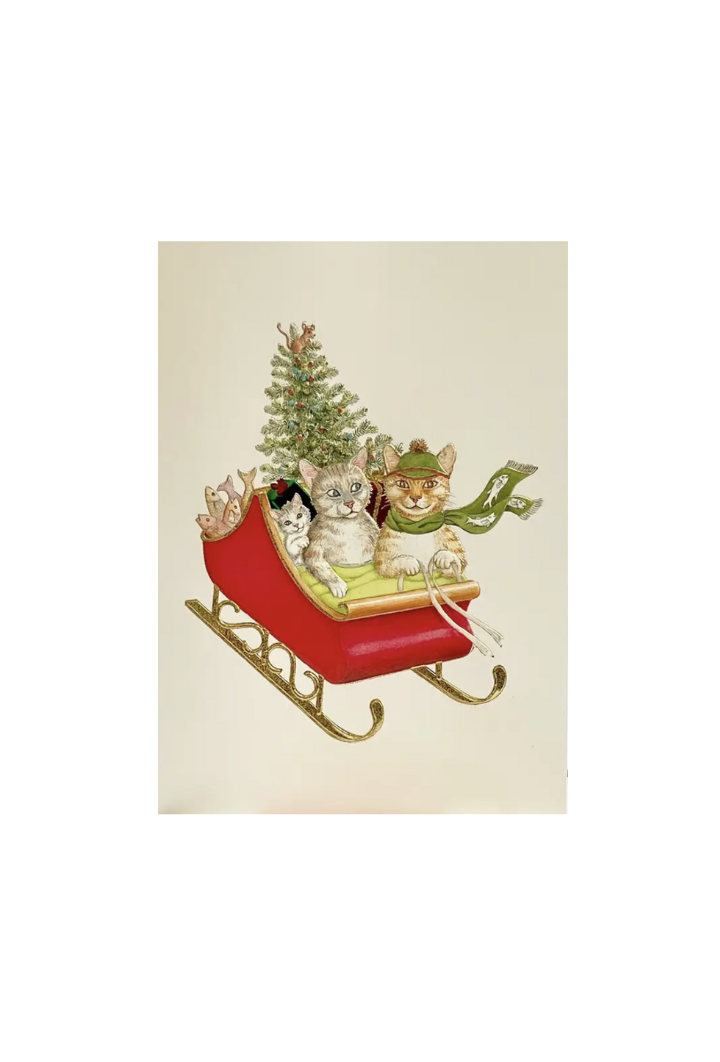 Paula Skene Card - Cats In Sleigh