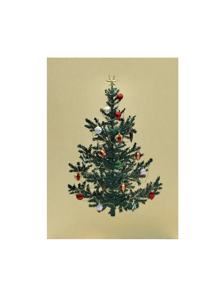 Paula Skene Card - Tree With Ornaments On Gold