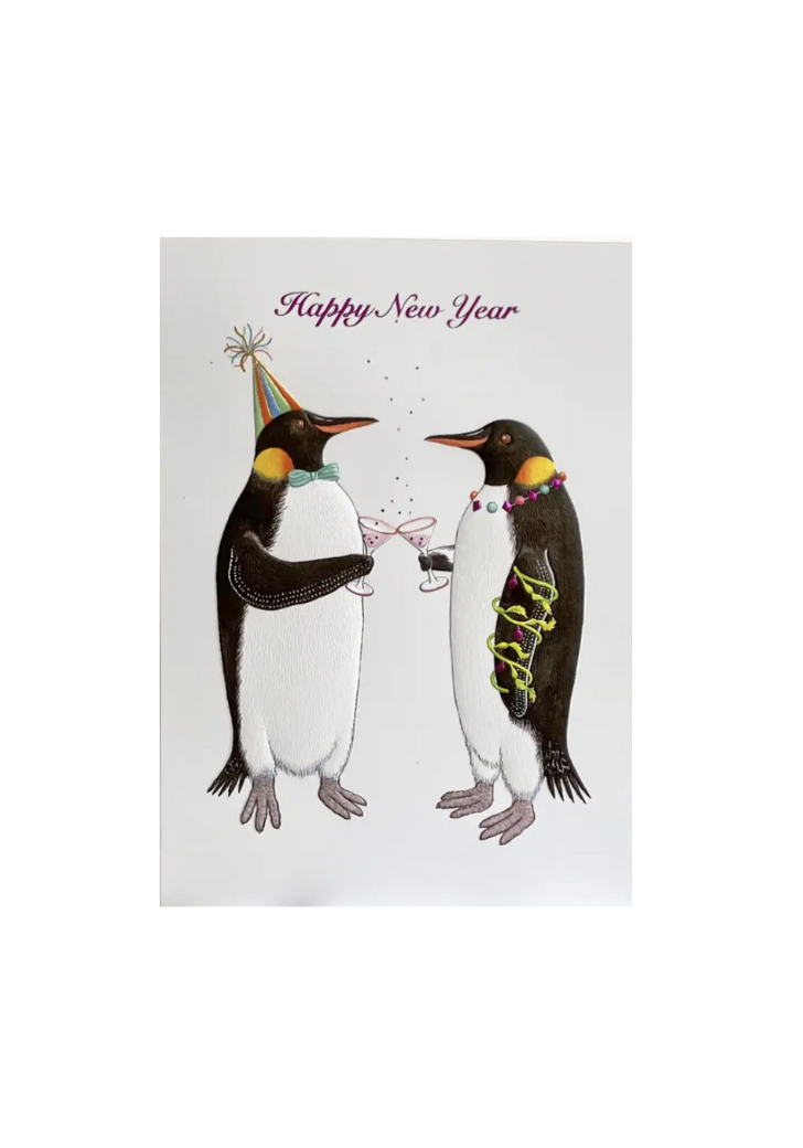 Paula Skene Card - Toasting Penguins Happy New Year