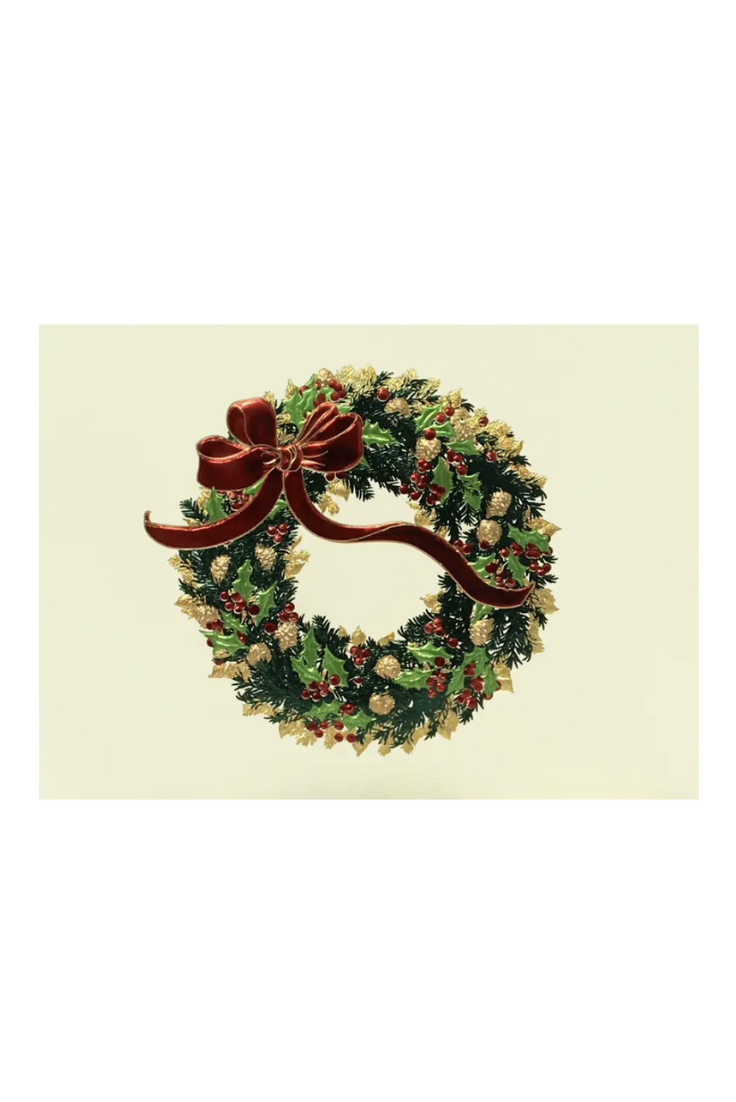 Paula Skene Card - Holiday Leaf Wreath On Ecru