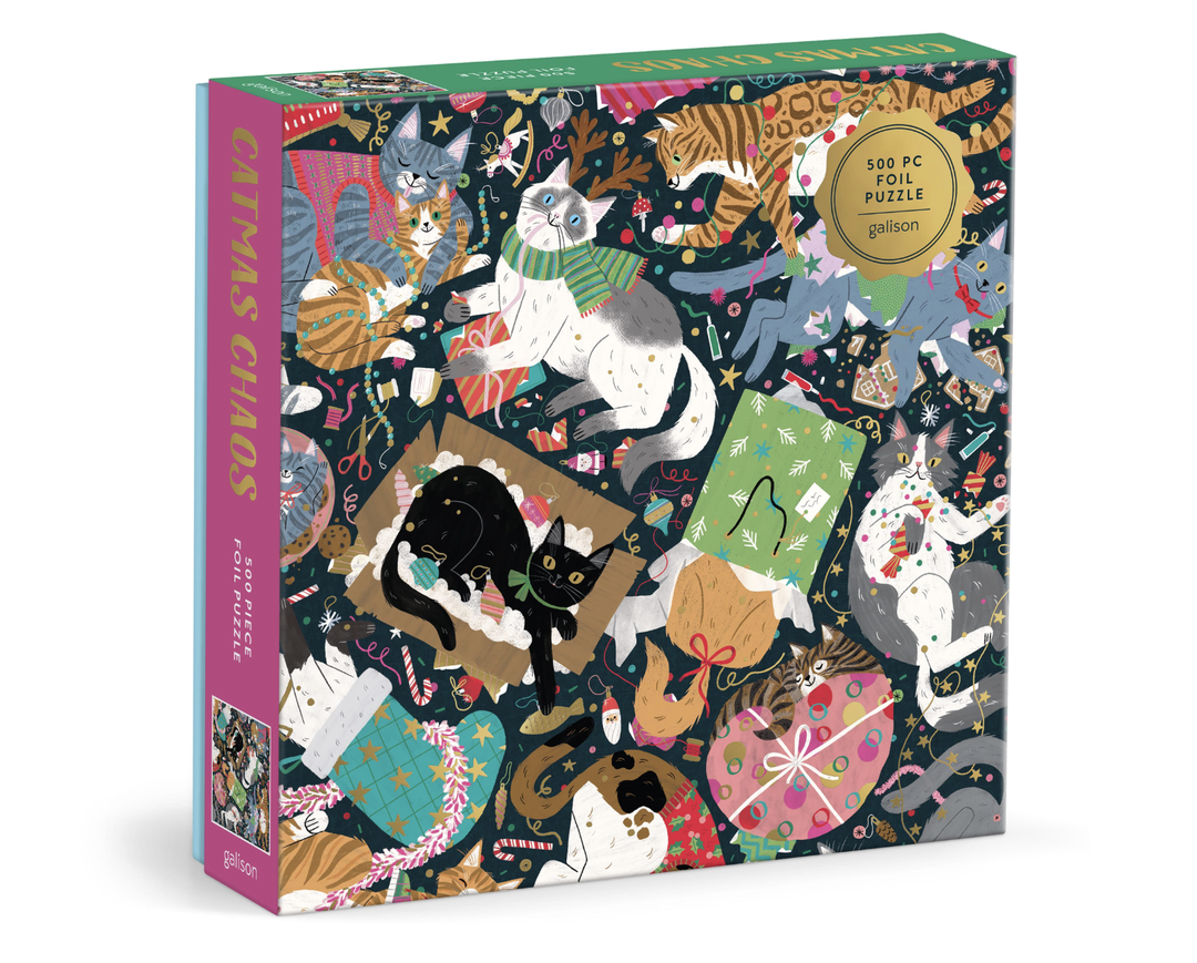 Galison 500 Piece Puzzle - Catmas Chaos