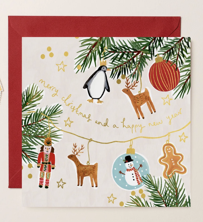Louise Mulgrew Card - Tree Decorations Merry Christmas