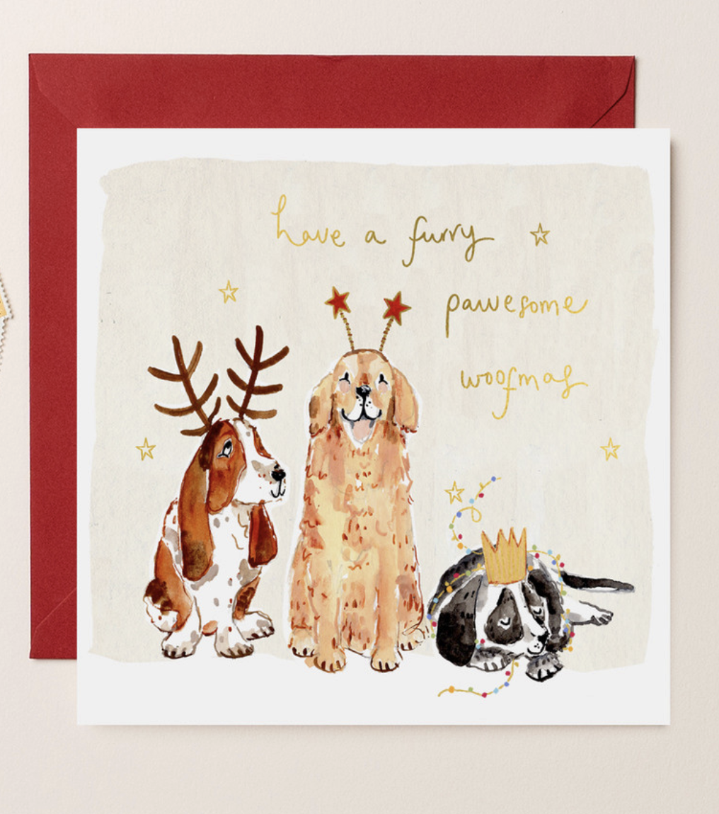 Louise Mulgrew Card - Christmas Dogs Pawesome Woofmas