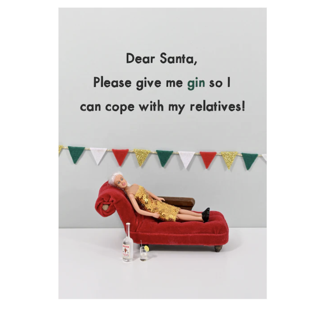 Bold & Bright Card - Santa Gin