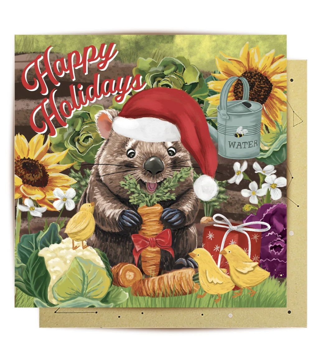 La La Land Christmas Card - Santa Wombat