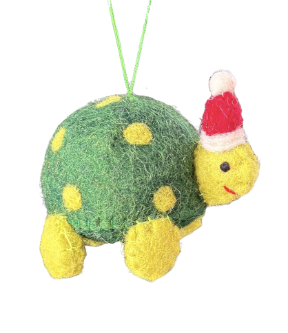 Felt Christmas Decoration - Turtle w hat