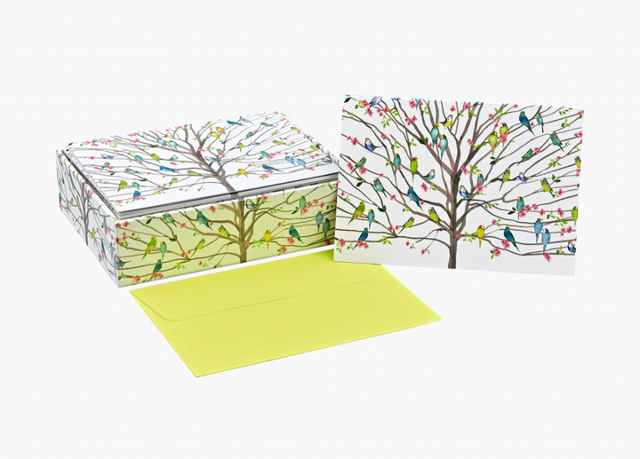 Boxed Everyday Note Cards - Tree Of Budgies