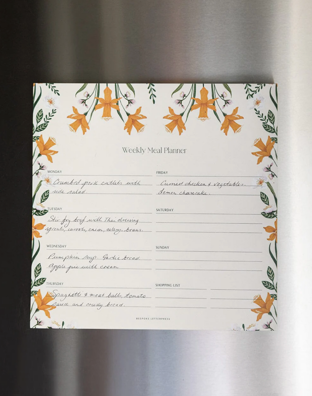 Bespoke Meal Planner - Daffodil