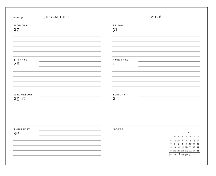 2026 Firebird, Maxi, Horizontal, Flexi, Weekly Diary