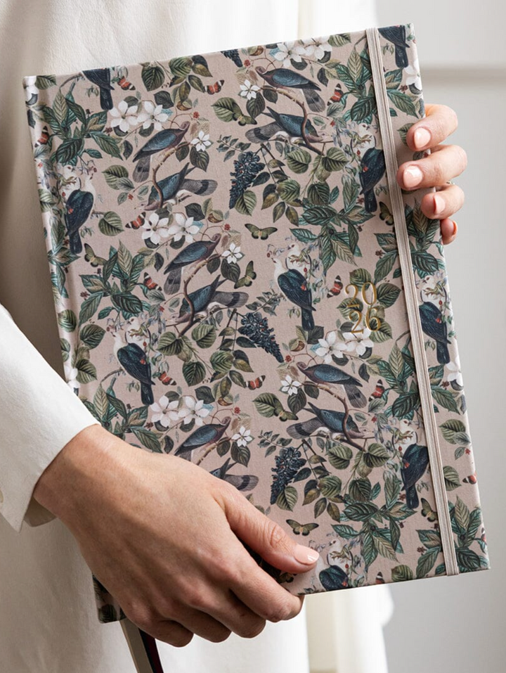 Bespoke 2026 Desktop A4 Linen Bound Planner - Botanical Grove