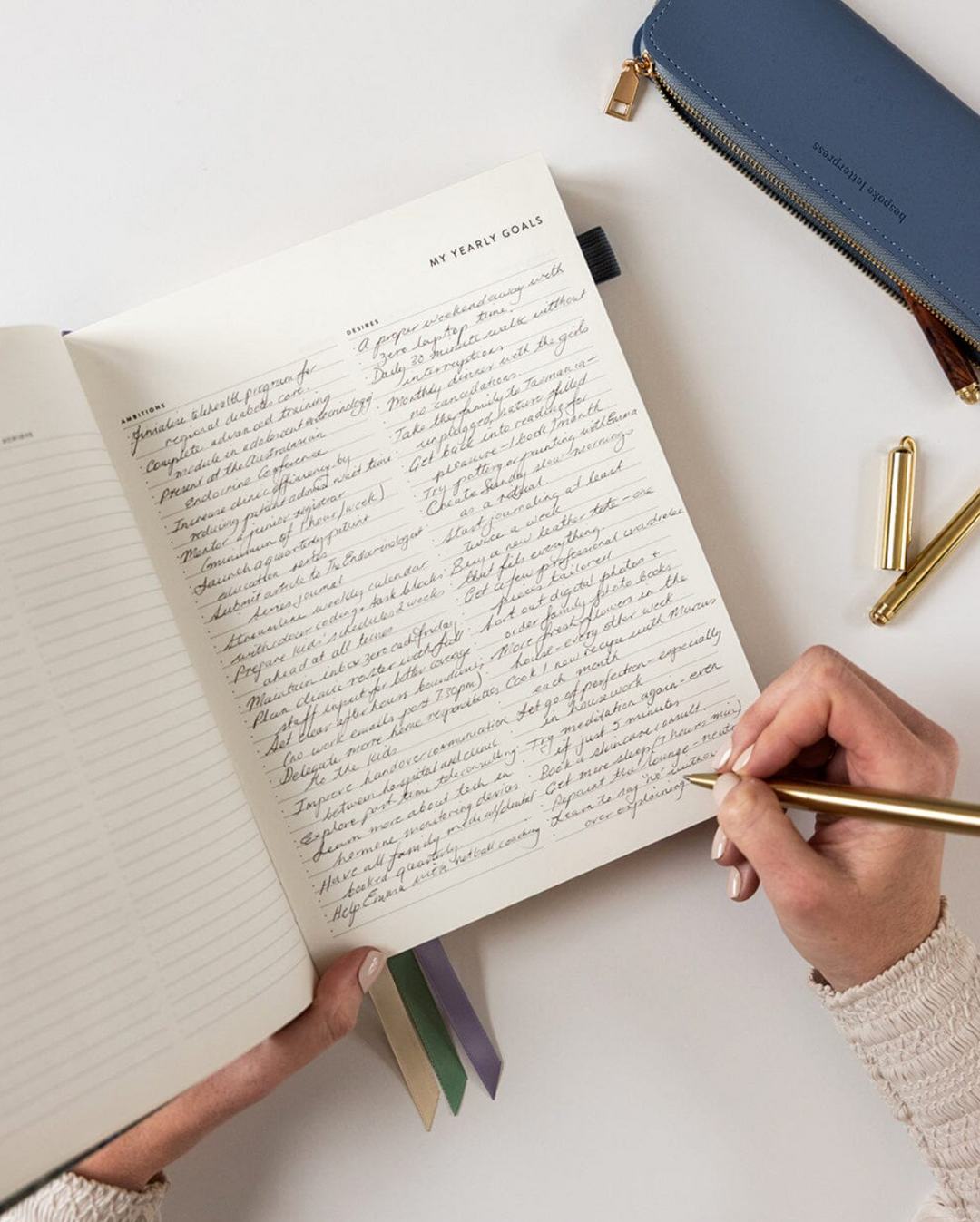 Bespoke 2026 Day to a Page Large Linen Bound Planner - Indigo Haven