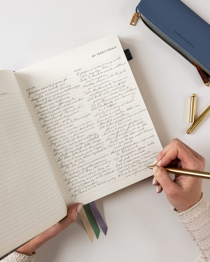 Bespoke 2026 Day to a Page Large Linen Bound Planner - Indigo Haven