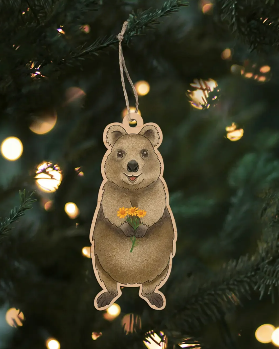 Earth Greetings Wooden Decoration - Smiling Quokka