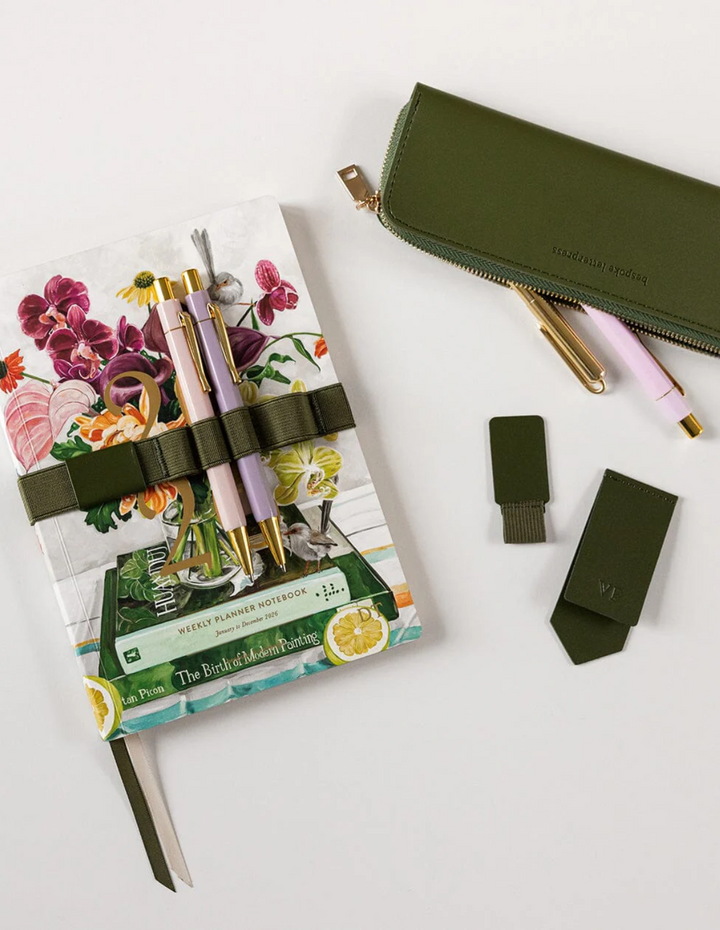 Bespoke Adhesive Rectangle Pen Loop - Olive Green