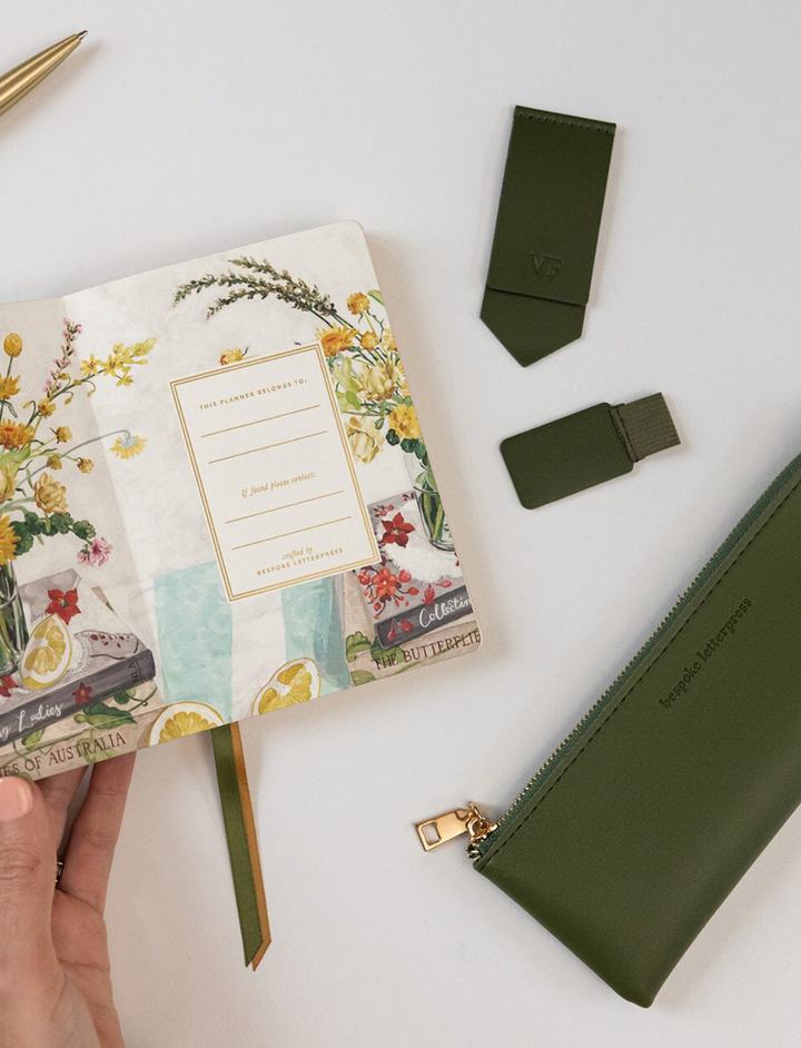 Bespoke Adhesive Rectangle Pen Loop - Olive Green