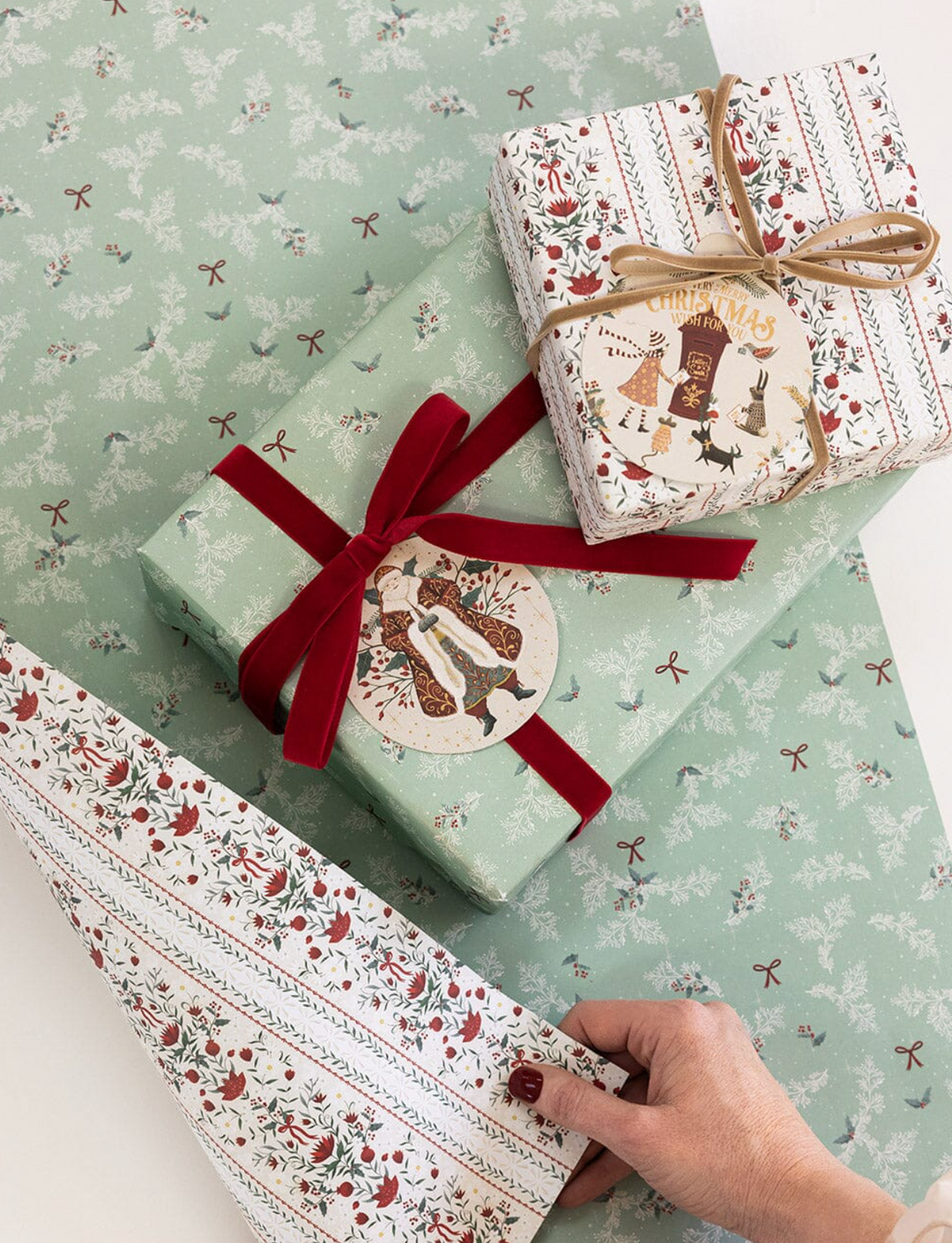 Bespoke Flat Wrap - Holly & Bows & Festive Florals