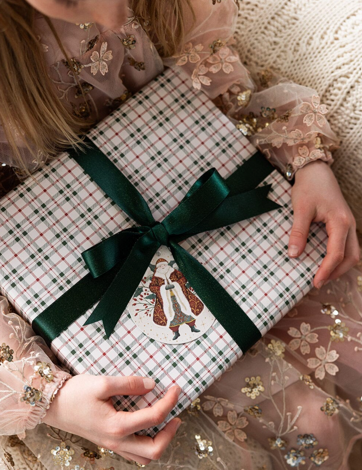 Bespoke Flat Wrap - Christmas Plaid & Mr & Mrs Claus