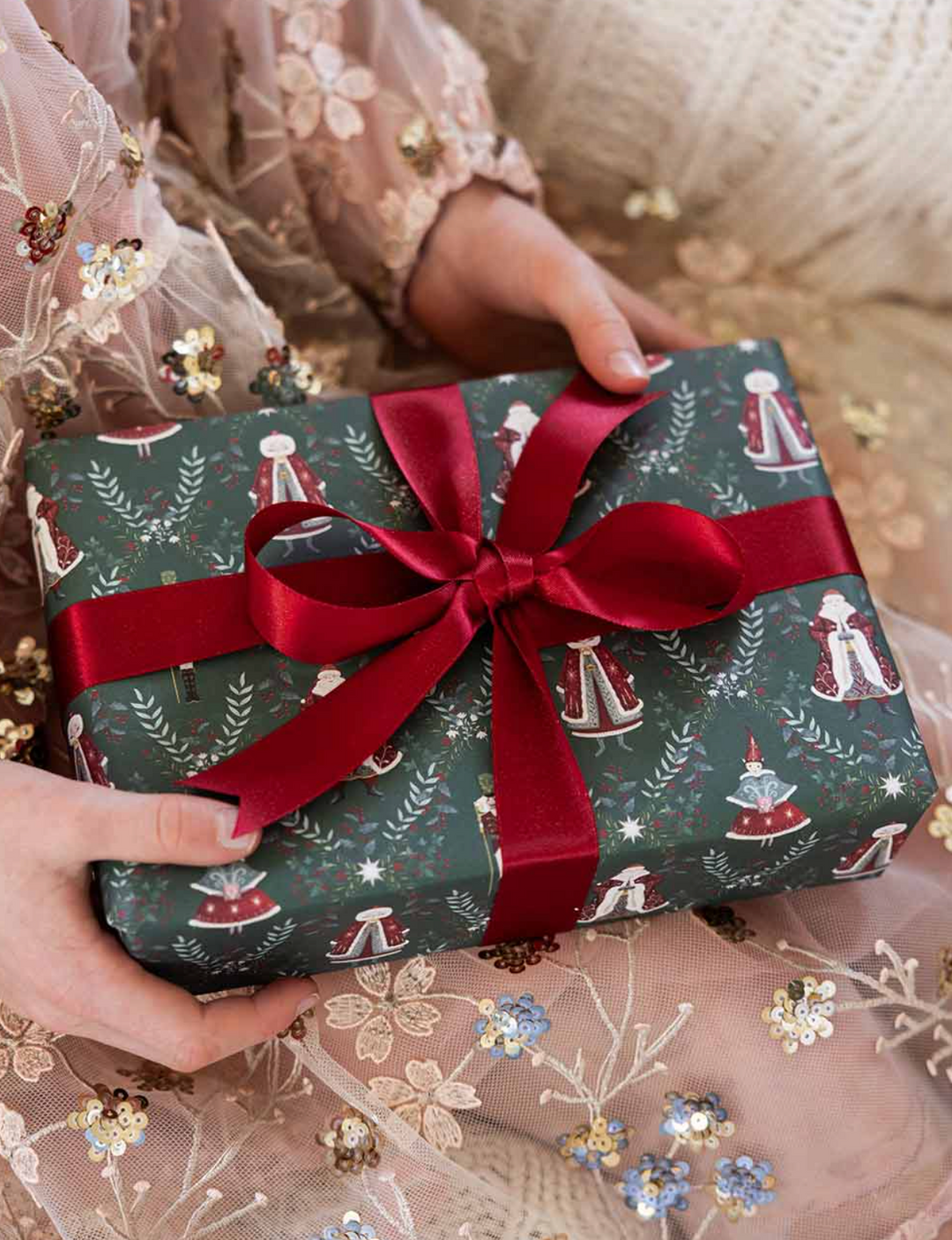 Bespoke Flat Wrap - Christmas Plaid & Mr & Mrs Claus