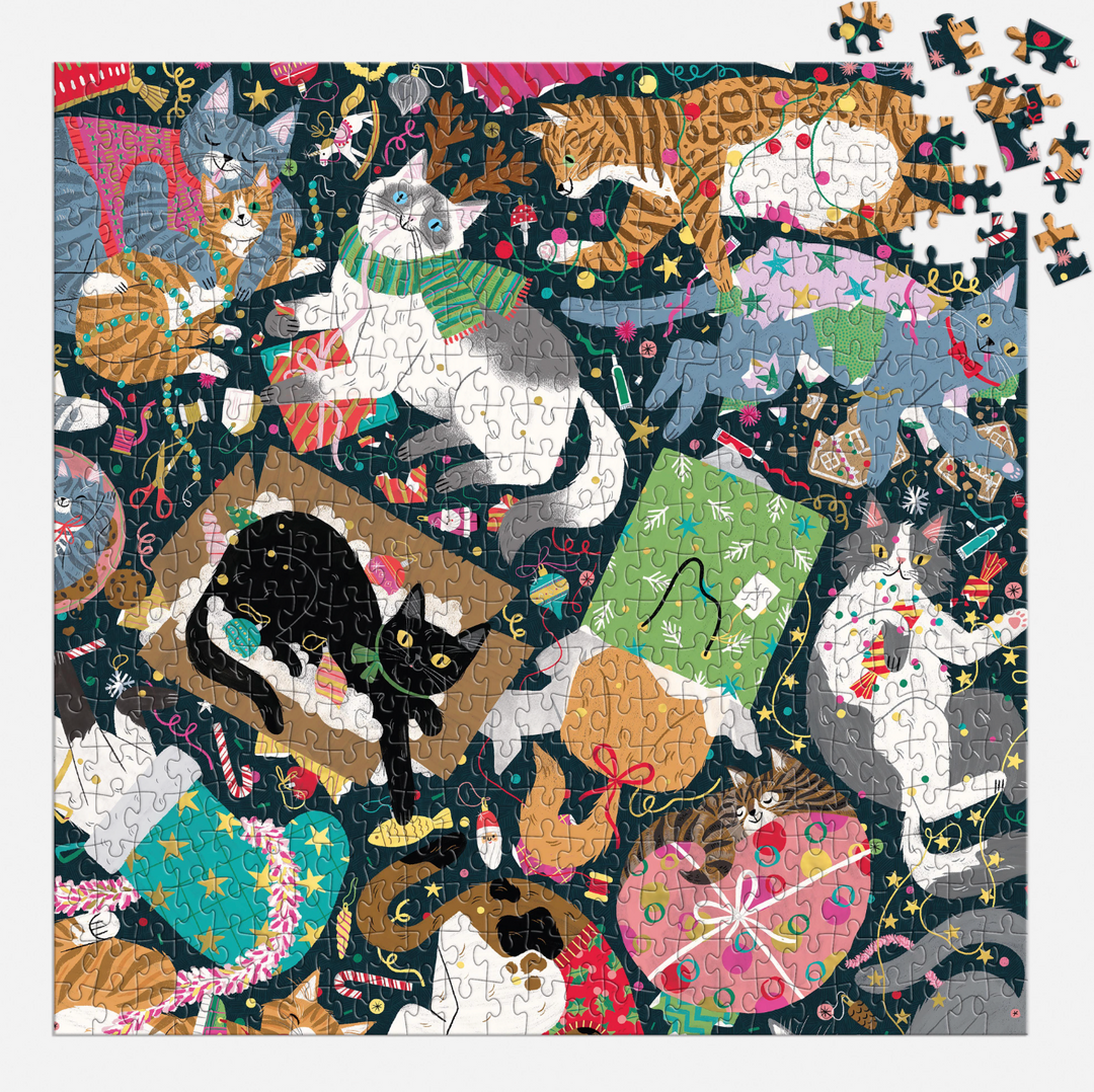 Galison 500 Piece Puzzle - Catmas Chaos