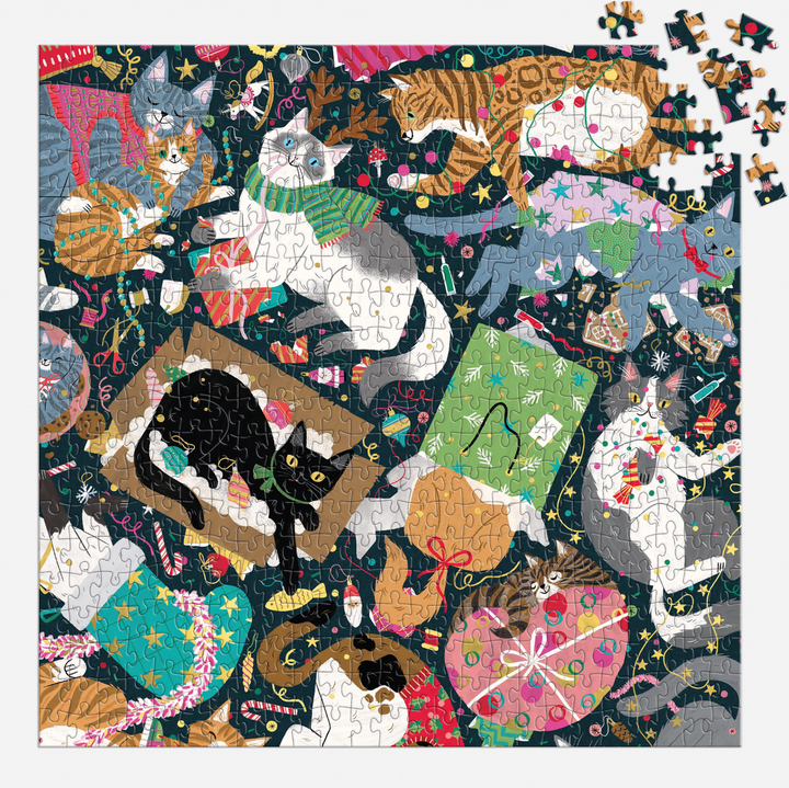 Galison 500 Piece Puzzle - Catmas Chaos