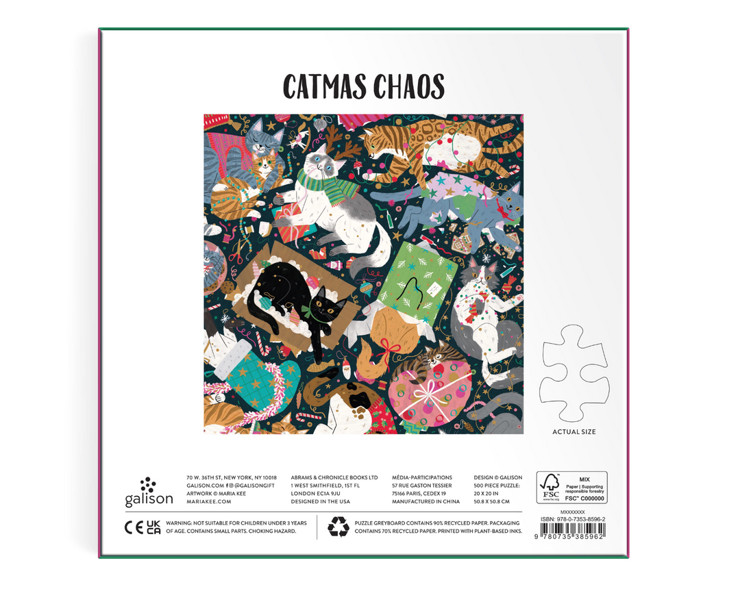 Galison 500 Piece Puzzle - Catmas Chaos