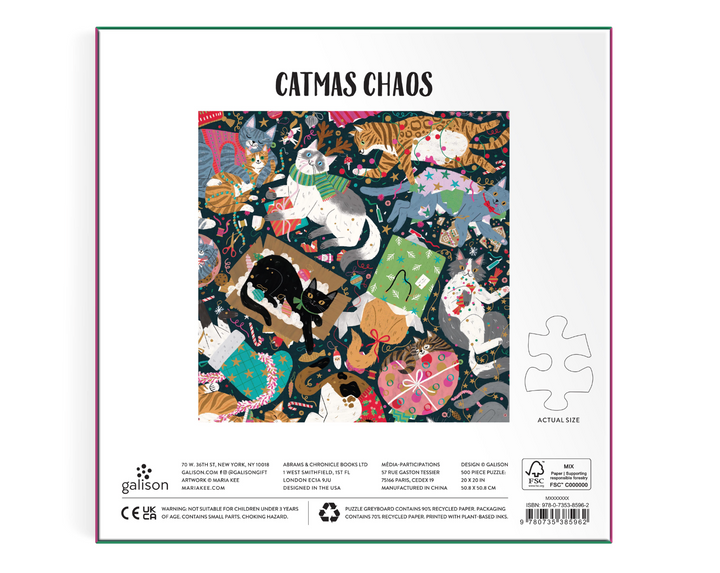 Galison 500 Piece Puzzle - Catmas Chaos